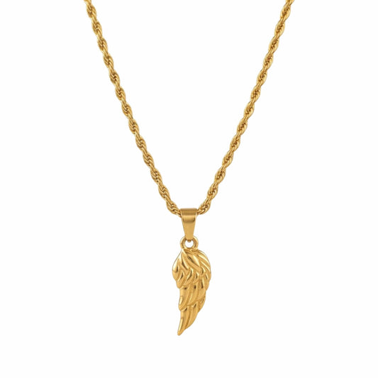 CELESTIAL GUARDIAN - GOLDEN - 9mm Pure Titanium Steel Pendant with 20inch Twisted 3mm Chain for Men & Boys - THE MEN THING