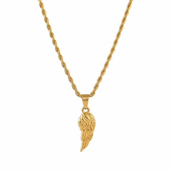 CELESTIAL GUARDIAN - GOLDEN - 9mm Pure Titanium Steel Pendant with 20inch Twisted 3mm Chain for Men & Boys