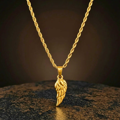 CELESTIAL GUARDIAN - GOLDEN - 9mm Pure Titanium Steel Pendant with 20inch Twisted 3mm Chain for Men & Boys — SS Pendant/ Necklace for Men | THE MEN THING