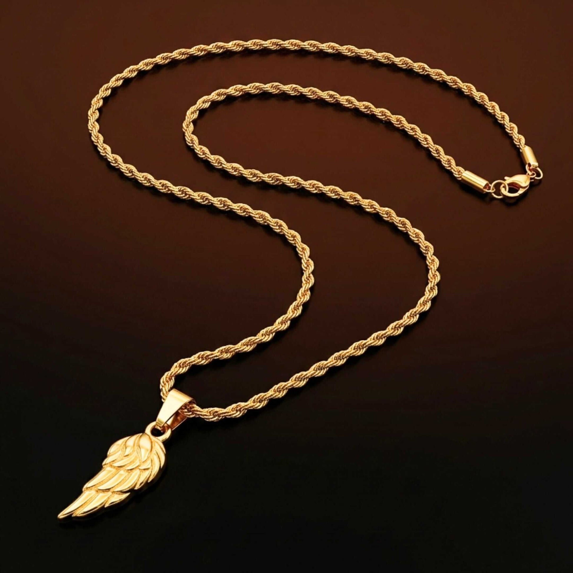 CELESTIAL GUARDIAN - GOLDEN - 9mm Pure Titanium Steel Pendant with 20inch Twisted 3mm Chain for Men & Boys — SS Pendant/ Necklace for Men | THE MEN THING