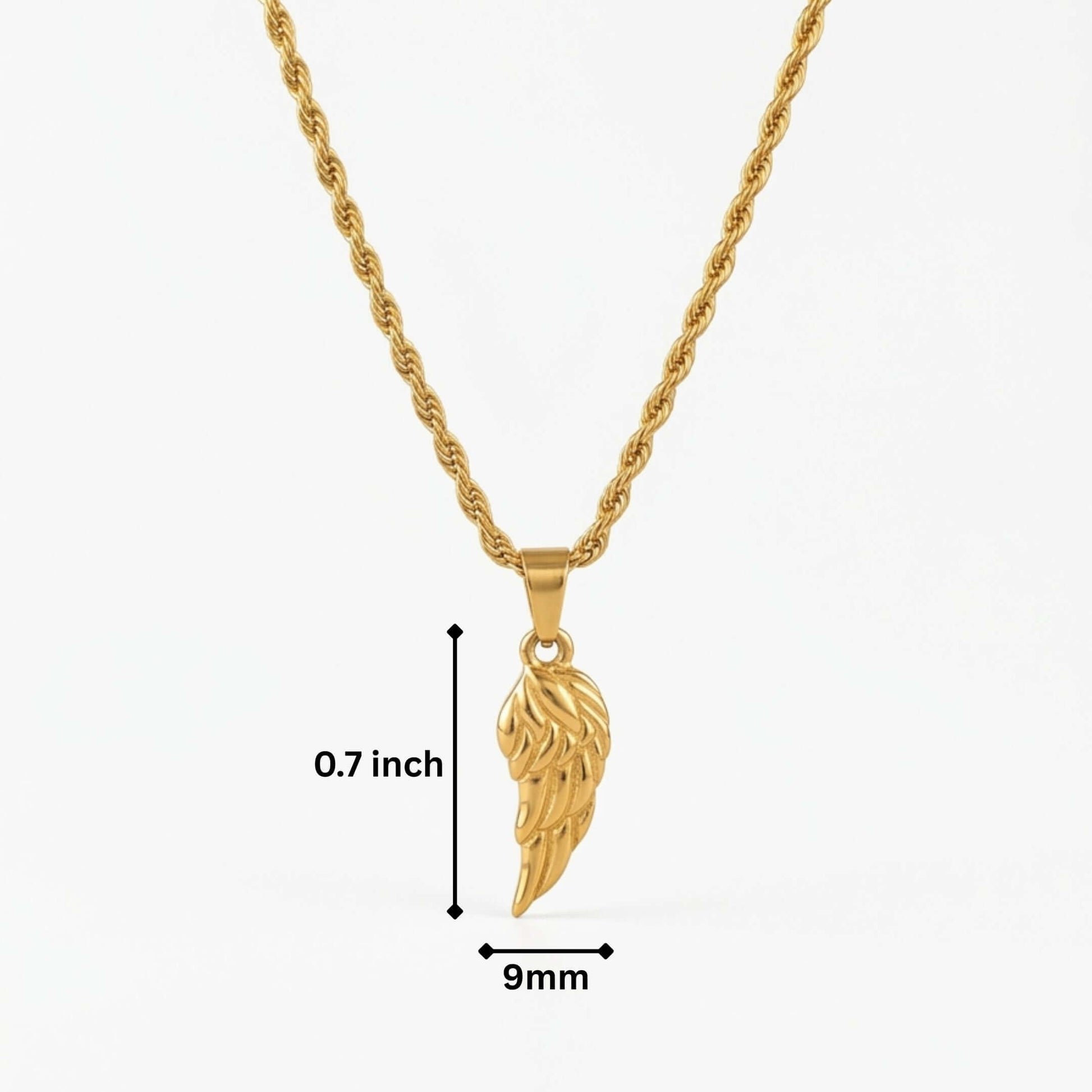 CELESTIAL GUARDIAN - GOLDEN - 9mm Pure Titanium Steel Pendant with 20inch Twisted 3mm Chain for Men & Boys — SS Pendant/ Necklace for Men | THE MEN THING