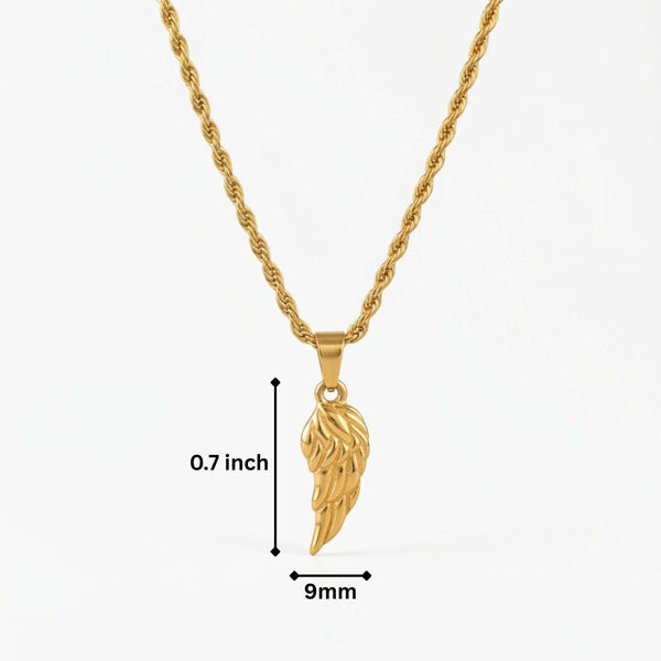 CELESTIAL GUARDIAN - GOLDEN - 9mm Pure Titanium Steel Pendant with 20inch Twisted 3mm Chain for Men & Boys