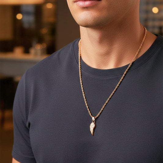 CELESTIAL GUARDIAN - ROSE GOLD - 0.7mm Pure Titanium Steel Pendant with 21inch Rope 2mm Chain for Men & Boys - THE MEN THING