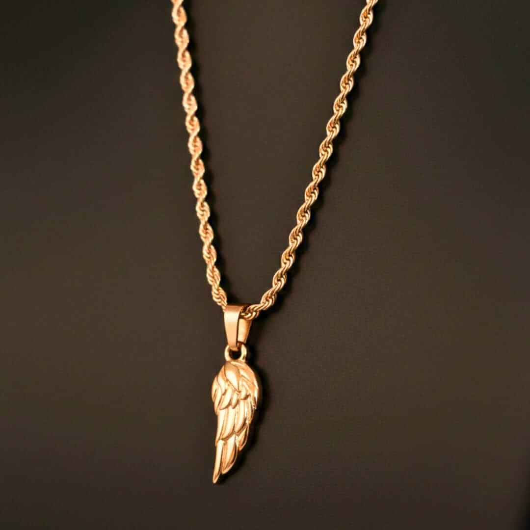 CELESTIAL GUARDIAN - ROSE GOLD - 0.7mm Pure Titanium Steel Pendant with 21inch Rope 2mm Chain for Men & Boys — SS Pendant/ Necklace for Men | THE MEN THING