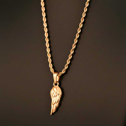 CELESTIAL GUARDIAN - ROSE GOLD - 0.7mm Pure Titanium Steel Pendant with 21inch Rope 2mm Chain for Men & Boys — SS Pendant/ Necklace for Men | THE MEN THING