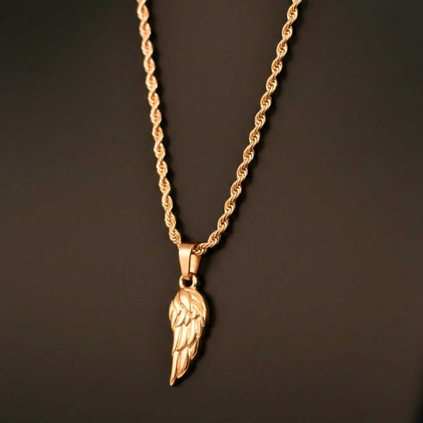CELESTIAL GUARDIAN - ROSE GOLD - 0.7mm Pure Titanium Steel Pendant with 21inch Rope 2mm Chain for Men & Boys