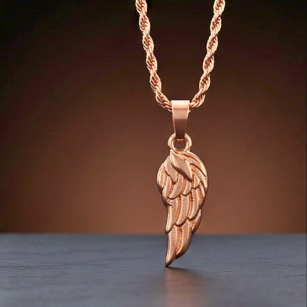 CELESTIAL GUARDIAN - ROSE GOLD - 0.7mm Pure Titanium Steel Pendant with 21inch Rope 2mm Chain for Men & Boys — SS Pendant/ Necklace for Men | THE MEN THING