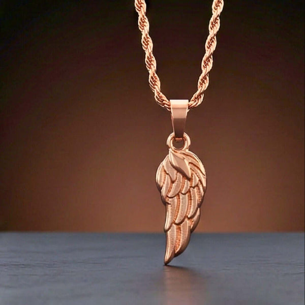 CELESTIAL GUARDIAN - ROSE GOLD - 0.7mm Pure Titanium Steel Pendant with 21inch Rope 2mm Chain for Men & Boys