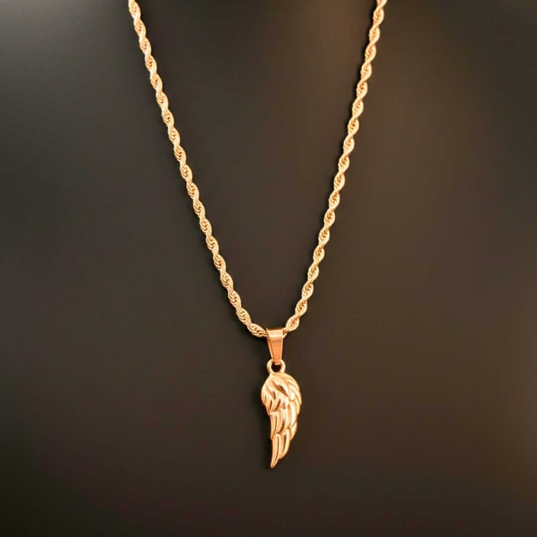 CELESTIAL GUARDIAN - ROSE GOLD - 0.7mm Pure Titanium Steel Pendant with 21inch Rope 2mm Chain for Men & Boys — SS Pendant/ Necklace for Men | THE MEN THING