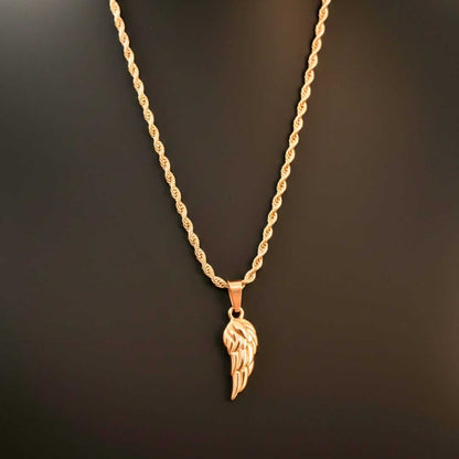 CELESTIAL GUARDIAN - ROSE GOLD - 0.7mm Pure Titanium Steel Pendant with 21inch Rope 2mm Chain for Men & Boys — SS Pendant/ Necklace for Men | THE MEN THING