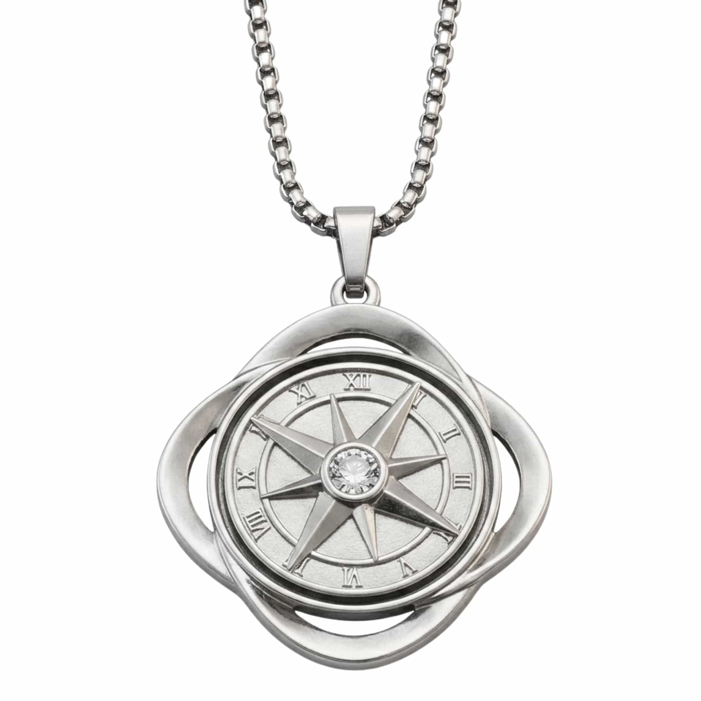 CELESTIAL NAVIGATOR - 35mm Pure Titanium Steel Pendant with 27inch Round Box 4mm Chain for Men & Boys - THE MEN THING
