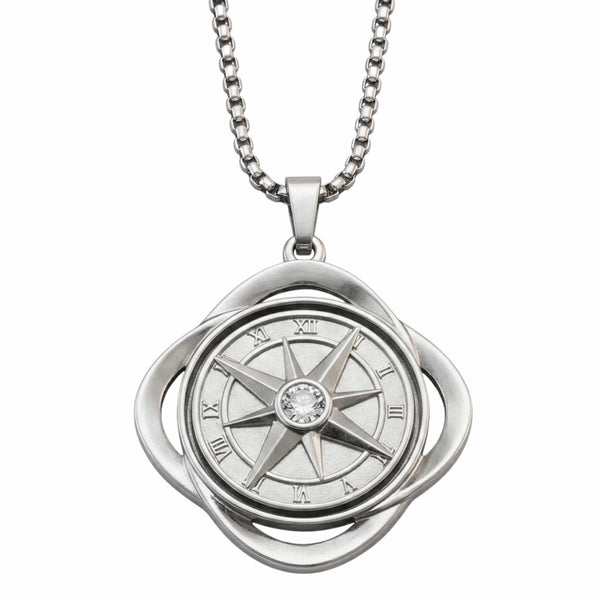 CELESTIAL NAVIGATOR - 35mm Pure Titanium Steel Pendant with 27inch Round Box 4mm Chain for Men & Boys