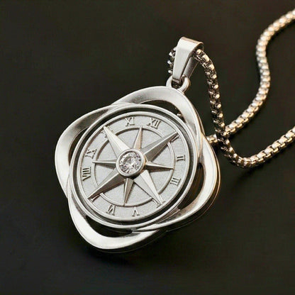 CELESTIAL NAVIGATOR - 35mm Pure Titanium Steel Pendant with 27inch Round Box 4mm Chain for Men & Boys - THE MEN THING