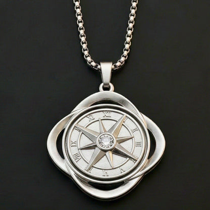 CELESTIAL NAVIGATOR - 35mm Pure Titanium Steel Pendant with 27inch Round Box 4mm Chain for Men & Boys - THE MEN THING