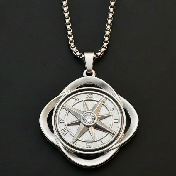 CELESTIAL NAVIGATOR - 35mm Pure Titanium Steel Pendant with 27inch Round Box 4mm Chain for Men & Boys