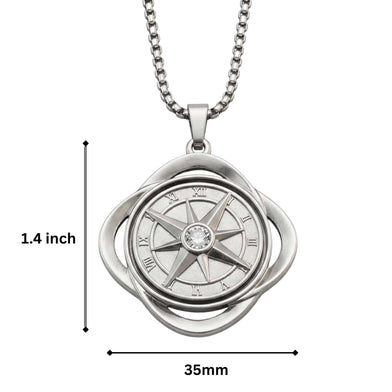 CELESTIAL NAVIGATOR - 35mm Pure Titanium Steel Pendant with 27inch Round Box 4mm Chain for Men & Boys