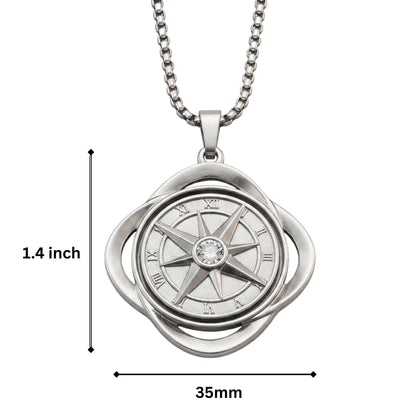 CELESTIAL NAVIGATOR - 35mm Pure Titanium Steel Pendant with 27inch Round Box 4mm Chain for Men & Boys - THE MEN THING