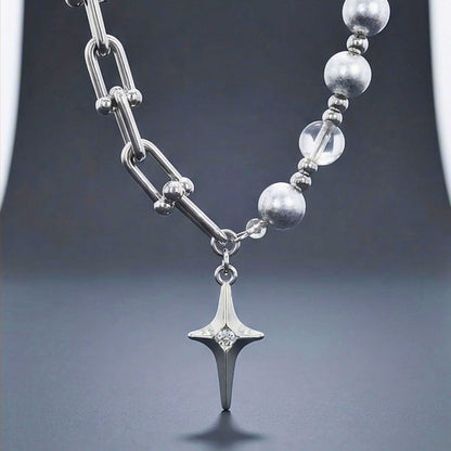 CELESTIAL STAR - 13mm Titanium Steel Pendant with 18 to 20 inch Adjustable 8mm Chain for Men & Boys — SS Pendant/ Necklace for Men | THE MEN THING