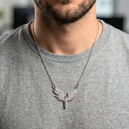 CELESTYX WING - 30mm Titanium Steel Pendant with 19 to 21inch Adjustable Cable 2mm Chain for Men & Boys - THE MEN THING
