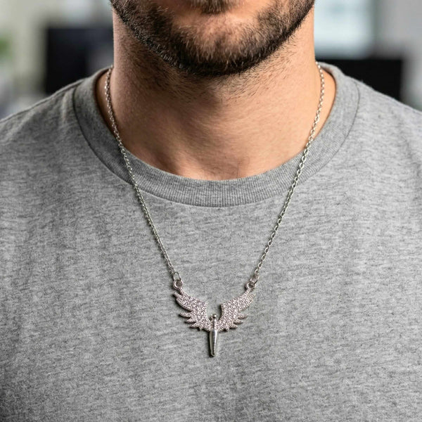 CELESTYX WING - 30mm Titanium Steel Pendant with 19 to 21inch Adjustable Cable 2mm Chain for Men & Boys