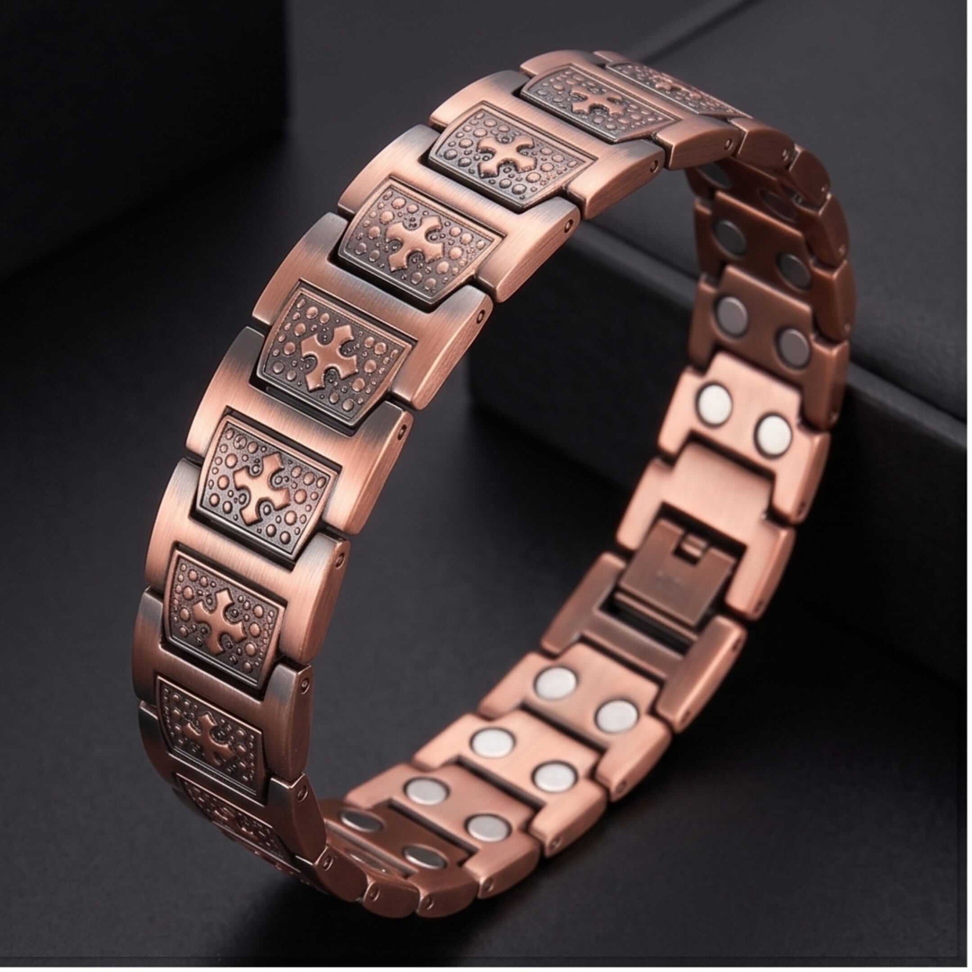 CELTIC CROSS - 16mm Magnetic Copper Bracelet with Open Box Clasps for Men & Boys (8.5 inch) - THE MEN THING