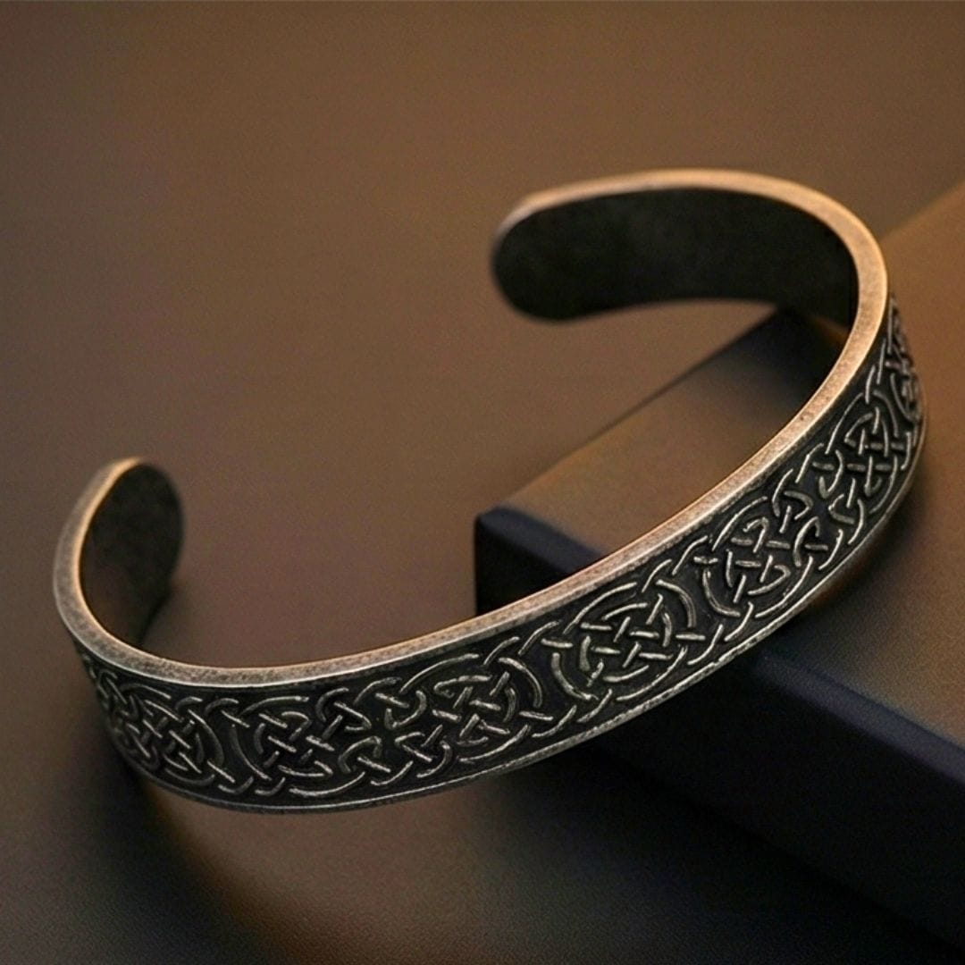 CELTIC GUARDIAN - 12mm Pure Stainless Steel Open Bangle Bracelet for Men & Boys (Adjustable) - THE MEN THING