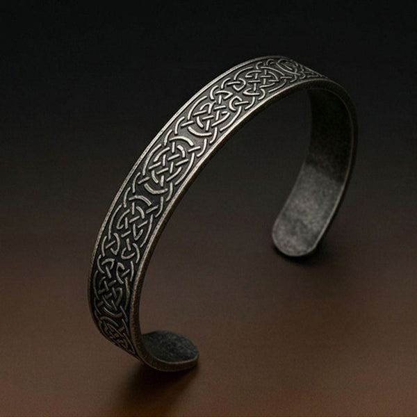 CELTIC GUARDIAN - 12mm Pure Stainless Steel Open Bangle Bracelet for Men & Boys (Adjustable)