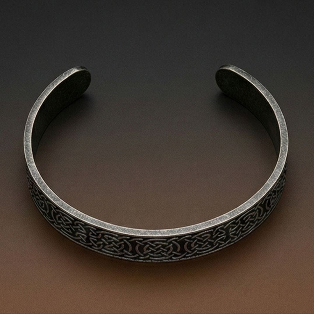 CELTIC GUARDIAN - 12mm Pure Stainless Steel Open Bangle Bracelet for Men & Boys (Adjustable) - THE MEN THING