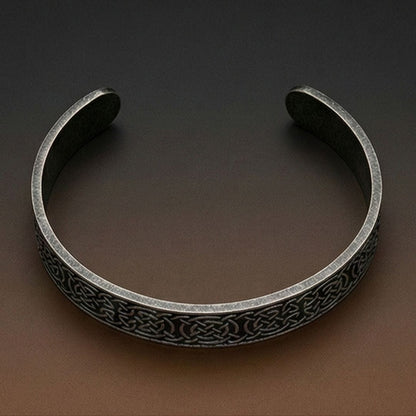 CELTIC GUARDIAN - 12mm Pure Stainless Steel Open Bangle Bracelet for Men & Boys (Adjustable) - THE MEN THING