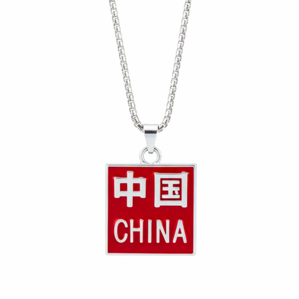 CHINA HERITAGE TAG - 31mm Pure Titanium Steel Pendant with 27inch Round Box 4mm Chain for Men & Boys