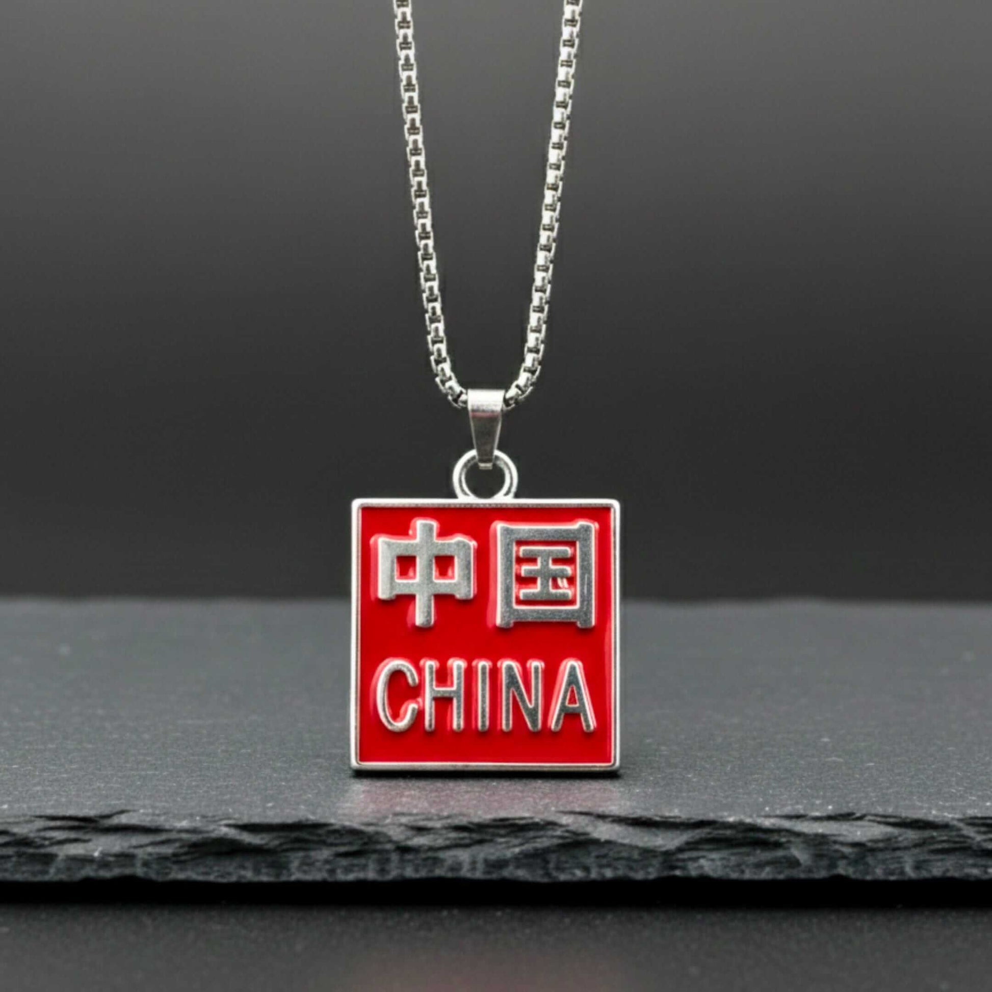 CHINA HERITAGE TAG - 31mm Pure Titanium Steel Pendant with 27inch Round Box 4mm Chain for Men & Boys — SS Pendant/ Necklace for Men | THE MEN THING