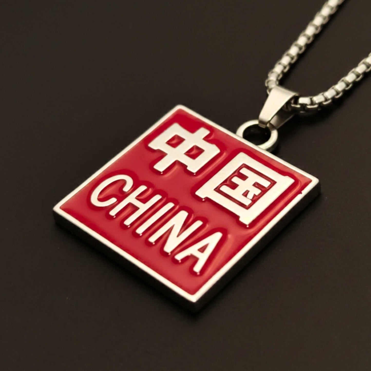 CHINA HERITAGE TAG - 31mm Pure Titanium Steel Pendant with 27inch Round Box 4mm Chain for Men & Boys — SS Pendant/ Necklace for Men | THE MEN THING