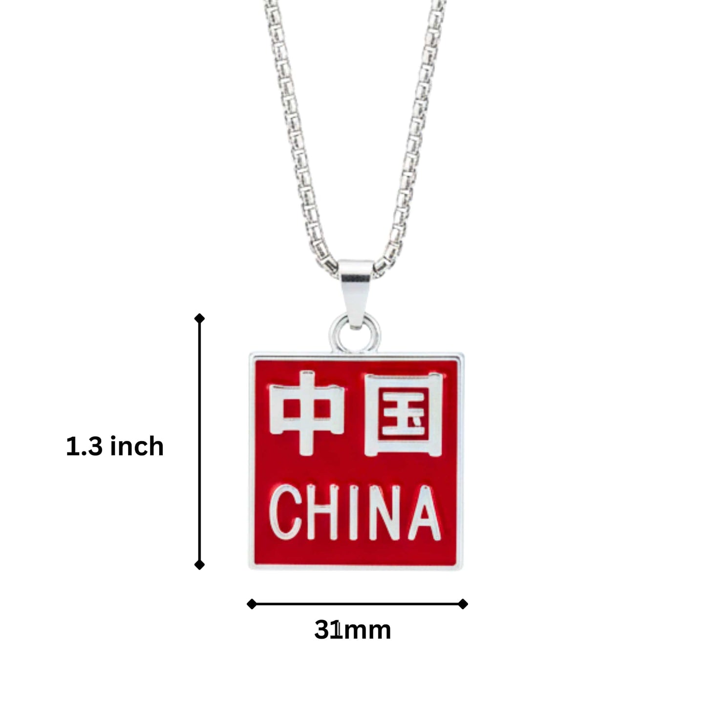CHINA HERITAGE TAG - 31mm Pure Titanium Steel Pendant with 27inch Round Box 4mm Chain for Men & Boys — SS Pendant/ Necklace for Men | THE MEN THING