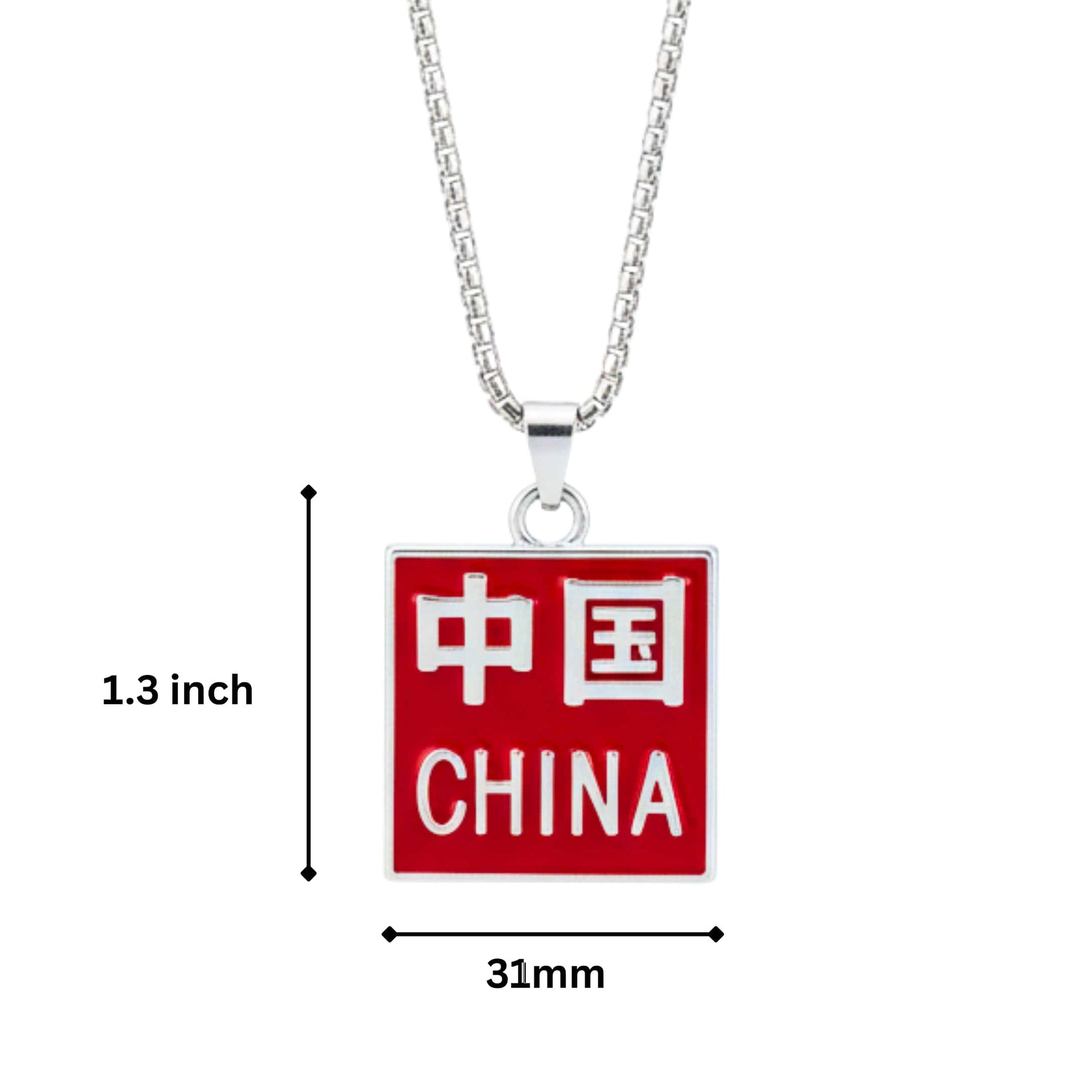 CHINA HERITAGE TAG - 31mm Pure Titanium Steel Pendant with 27inch Round Box 4mm Chain for Men & Boys — SS Pendant/ Necklace for Men | THE MEN THING