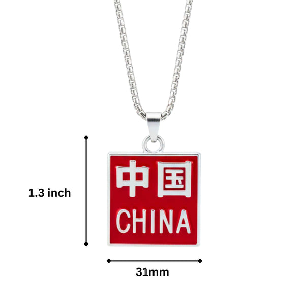 CHINA HERITAGE TAG - 31mm Pure Titanium Steel Pendant with 27inch Round Box 4mm Chain for Men & Boys