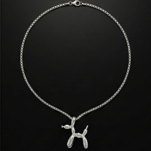 CHROME DOG - 31mm Pure Titanium Steel Pendant with 27inch Round Box 4mm Chain for Men & Boys