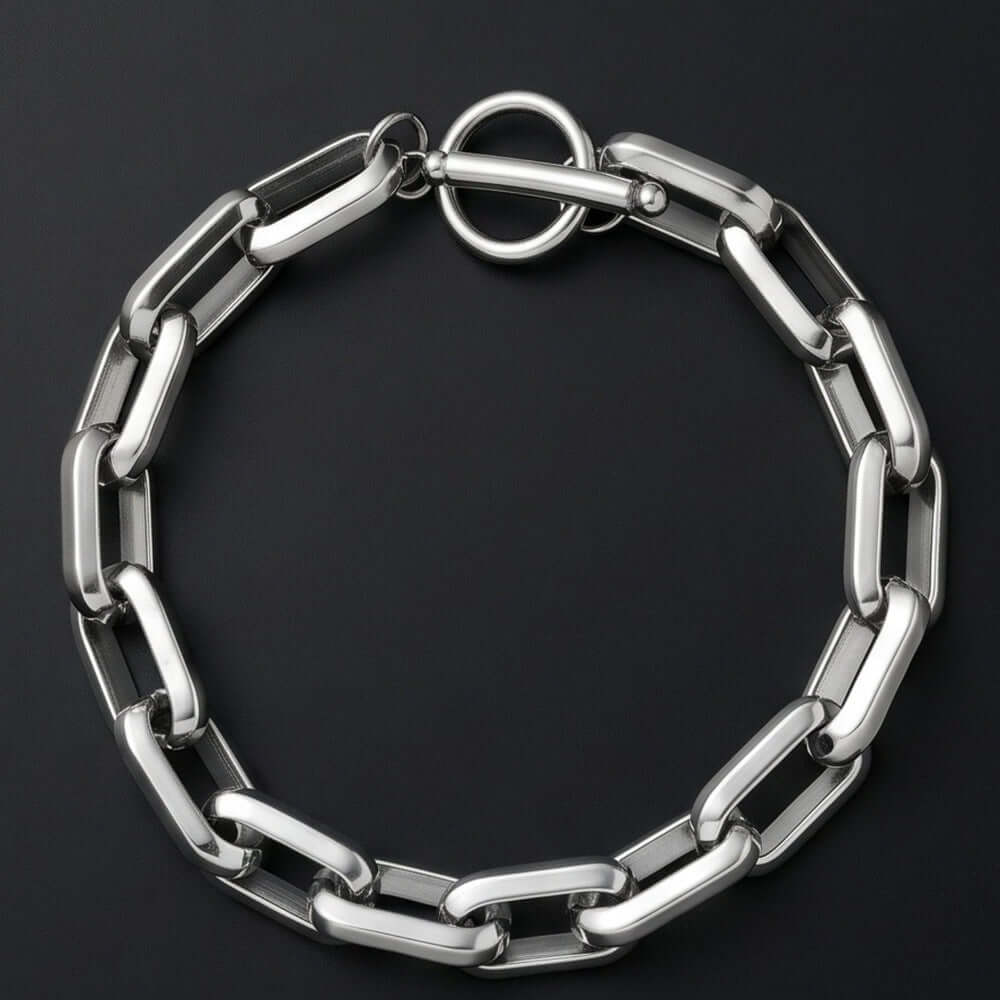 CIRCLELINK - 11mm Stainless Steel , 6.5 to 8 inch Toggle Clasp Bracelet for Men & Boys — Bead Bracelets for Men | THE MEN THING