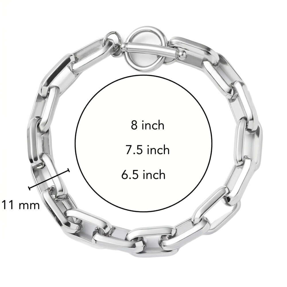 CIRCLELINK - 11mm Stainless Steel , 6.5 to 8 inch Toggle Clasp Bracelet for Men & Boys — Bead Bracelets for Men | THE MEN THING