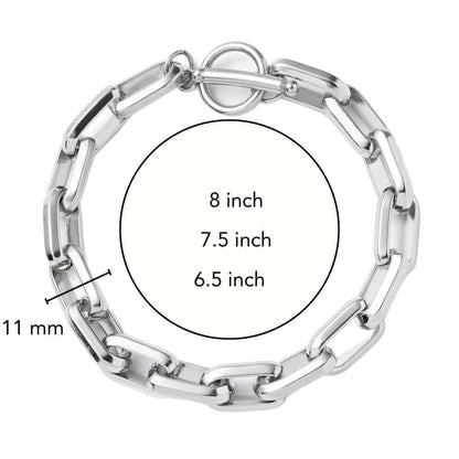 CIRCLELINK - 11mm Stainless Steel , 6.5 to 8 inch Toggle Clasp Bracelet for Men & Boys — Bead Bracelets for Men | THE MEN THING