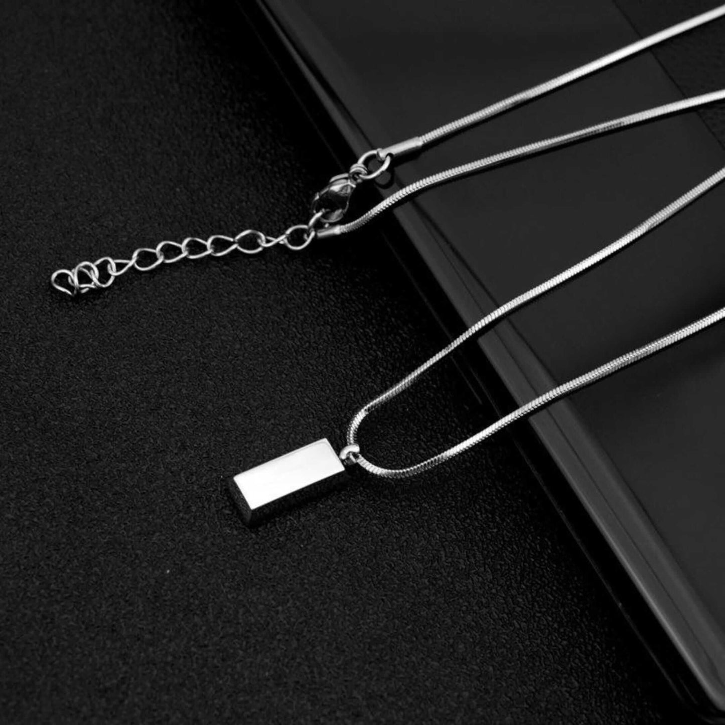 CLASSIC BAR - 8mm Titanium Steel Pendant with 20 to 22inch Adjustable Snake 2mm Chain for Men & Boys — SS Pendant/ Necklace for Men | THE MEN THING