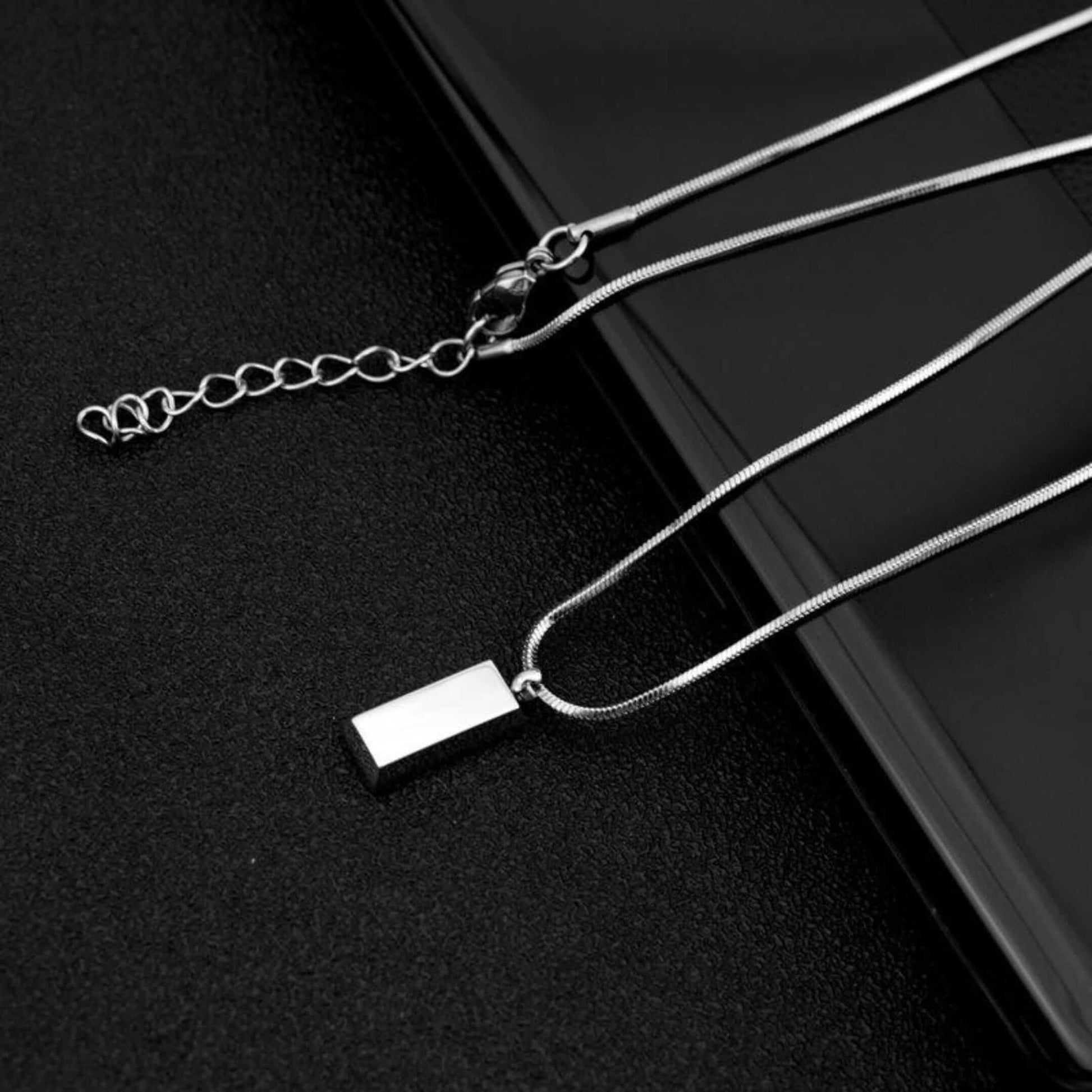 CLASSIC BAR - 8mm Titanium Steel Pendant with 20 to 22inch Adjustable Snake 2mm Chain for Men & Boys — SS Pendant/ Necklace for Men | THE MEN THING