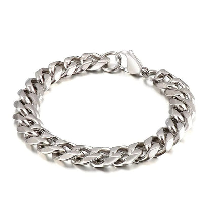 CLASSIC CURB CHAIN BRACELET - 10m Pure Titanium Steel Bracelet with Magnetic Buckle for Men & Boy (8 inch) - THE MEN THING