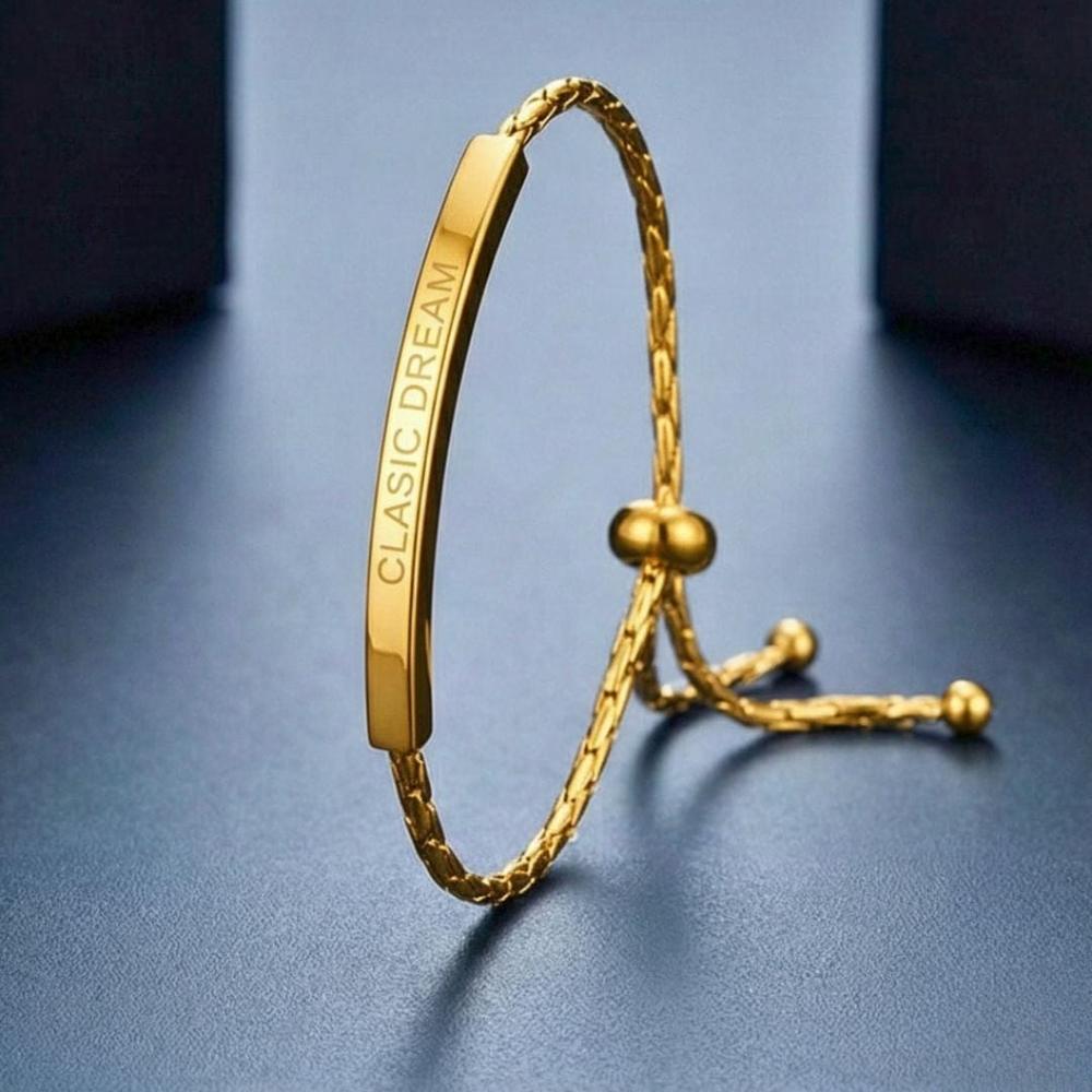 CLASSIC DREAM GOLDEN BAR - Pure Titanium Steel Adjustable Bracelet for Men & Boys — Steel Bracelets for Men | THE MEN THING