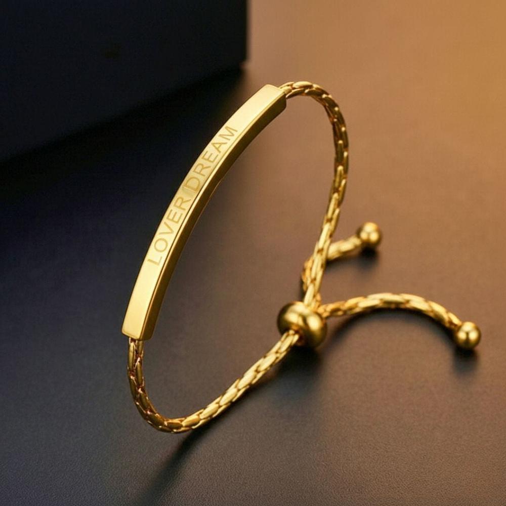 CLASSIC DREAM GOLDEN BAR - Pure Titanium Steel Adjustable Bracelet for Men & Boys — Steel Bracelets for Men | THE MEN THING