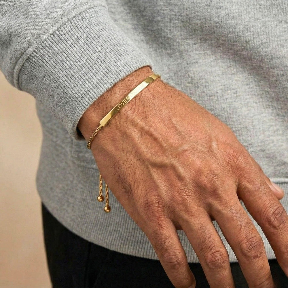 CLASSIC DREAM GOLDEN BAR - Pure Titanium Steel Adjustable Bracelet for Men & Boys — Steel Bracelets for Men | THE MEN THING