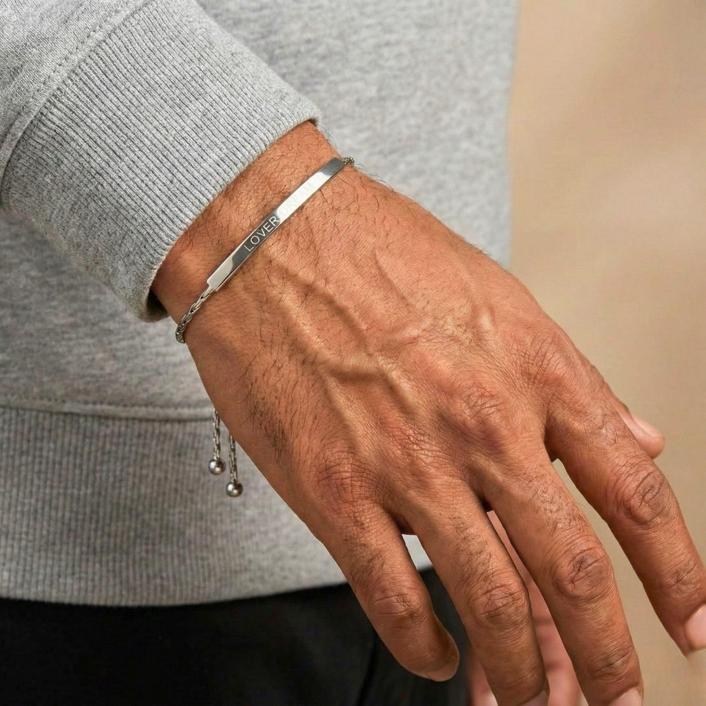 CLASSIC DREAM STEEL BAR - Pure Titanium Steel Adjustable Bracelet for Men & Boys - THE MEN THING