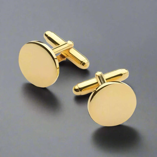 CLASSIC ELEGANCE - Gold Tone - Titanium Steel Cufflinks for Men and Boys (Size 15mm) - THE MEN THING