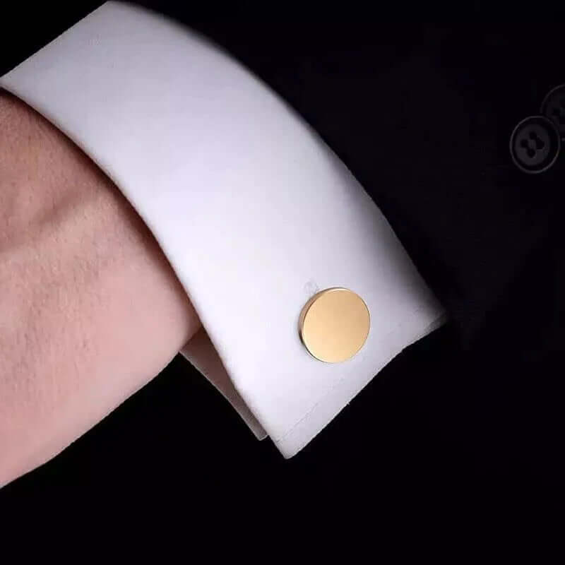 CLASSIC ELEGANCE - Gold Tone - Titanium Steel Cufflinks for Men and Boys (Size 15mm) - THE MEN THING