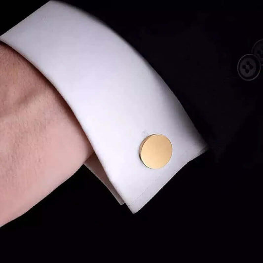 CLASSIC ELEGANCE - Gold Tone - Titanium Steel Cufflinks for Men and Boys (Size 15mm) - THE MEN THING