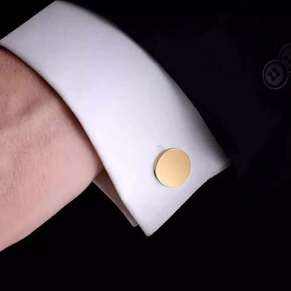 CLASSIC ELEGANCE - Gold Tone - Titanium Steel Cufflinks for Men and Boys (Size 15mm)